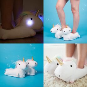 Alternative view of Dječje LED plišane papuče u obliku jednoroga