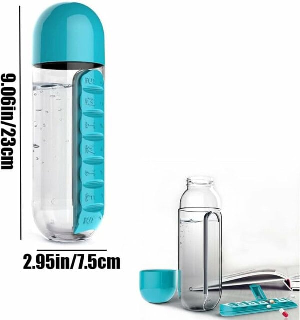 BOČICA ZA VODU S KUTIJOM ZA TABLETE 600 ML PILLFLASK™ - Slika 3