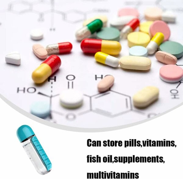 BOČICA ZA VODU S KUTIJOM ZA TABLETE 600 ML PILLFLASK™ - Slika 5