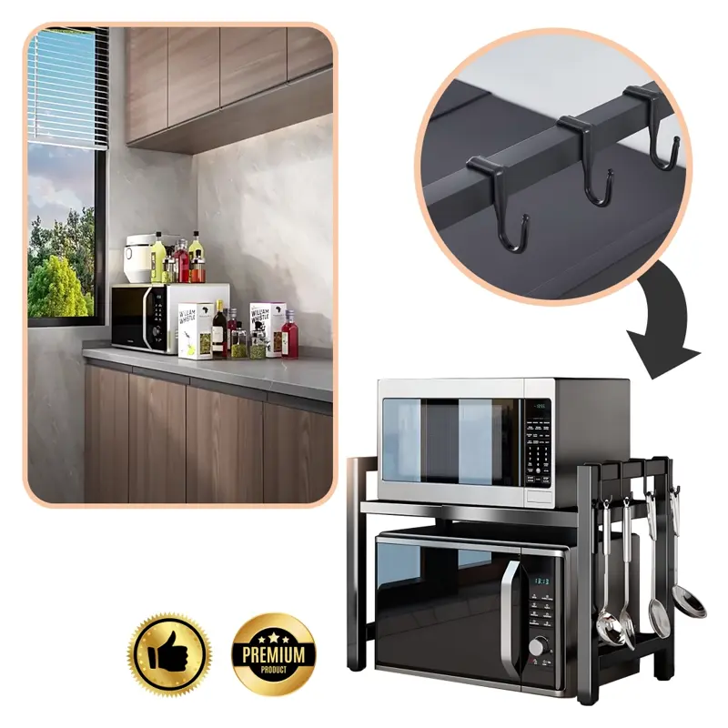 MicroRack – Raztegljiva kuhinjska polica koja štedi prostor za mikrovalnu, air fryer i više