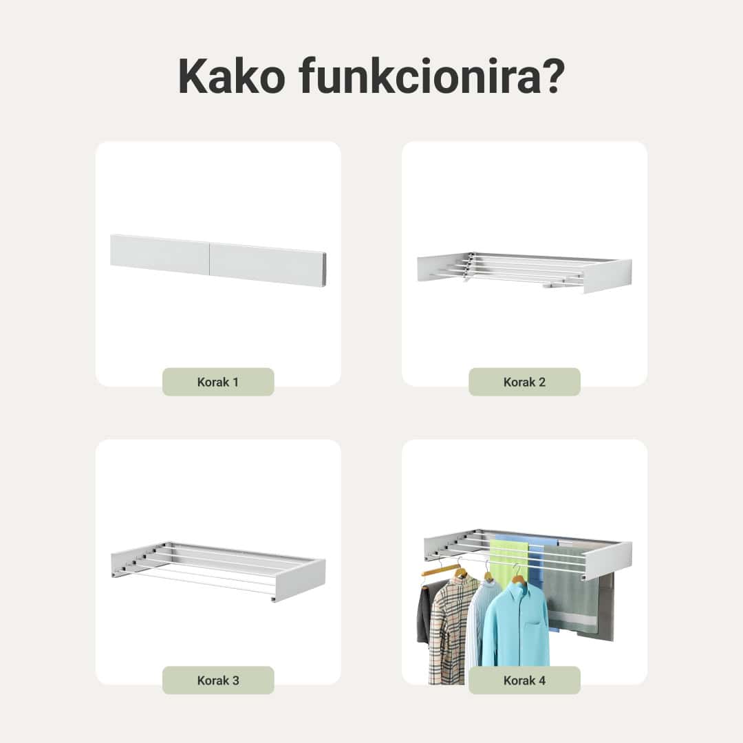 NINJARACK – sklopiva zidna sušilica za rublje koja štedi prostor - Slika 4